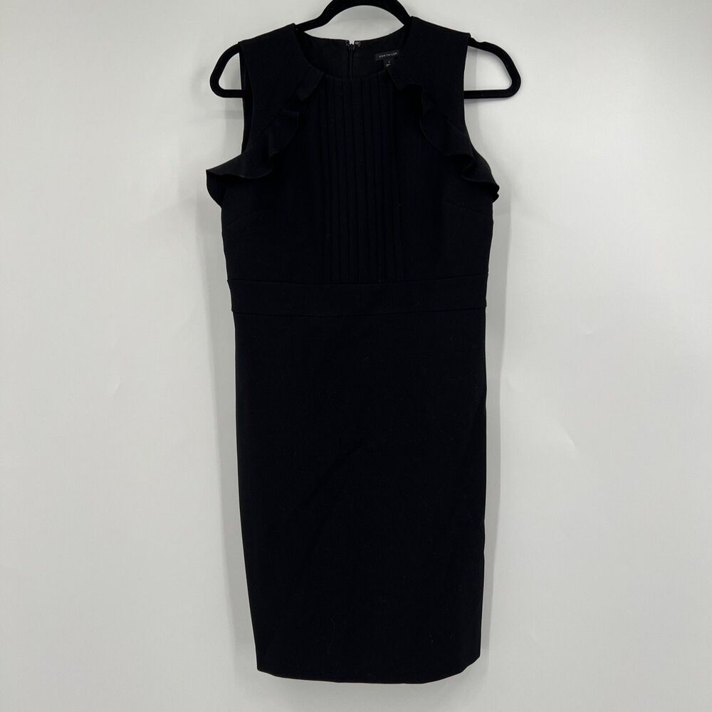 Ann Taylor Sheath Dress Women's 6 Black Ruffle Cocktail